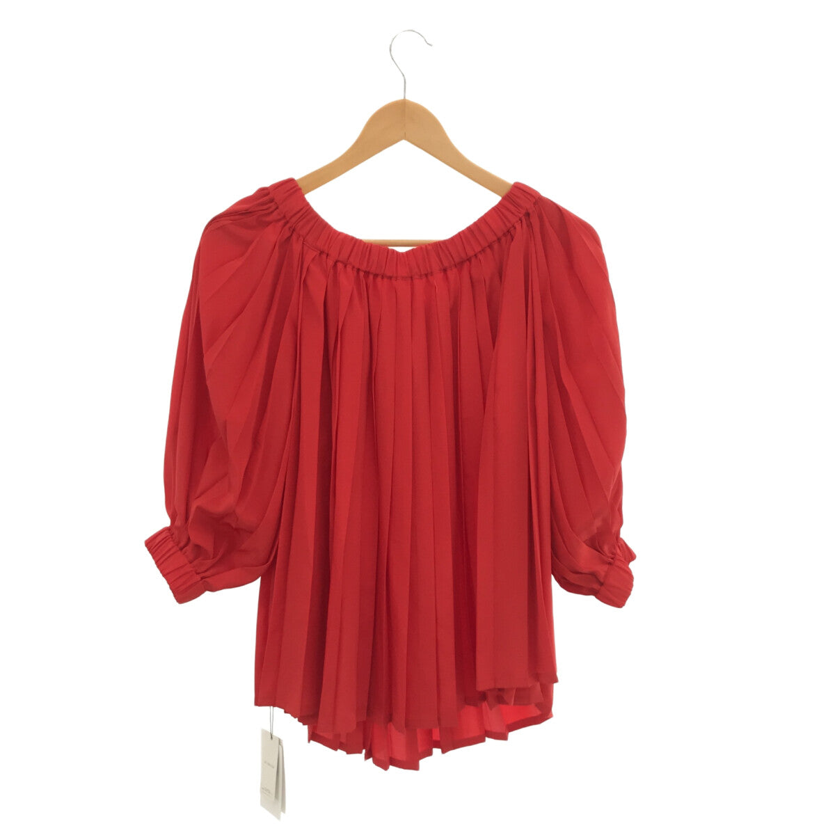 [New] JEANPAULKNOTT | Gathered pleated voluminous blouse | F | Red | Women's