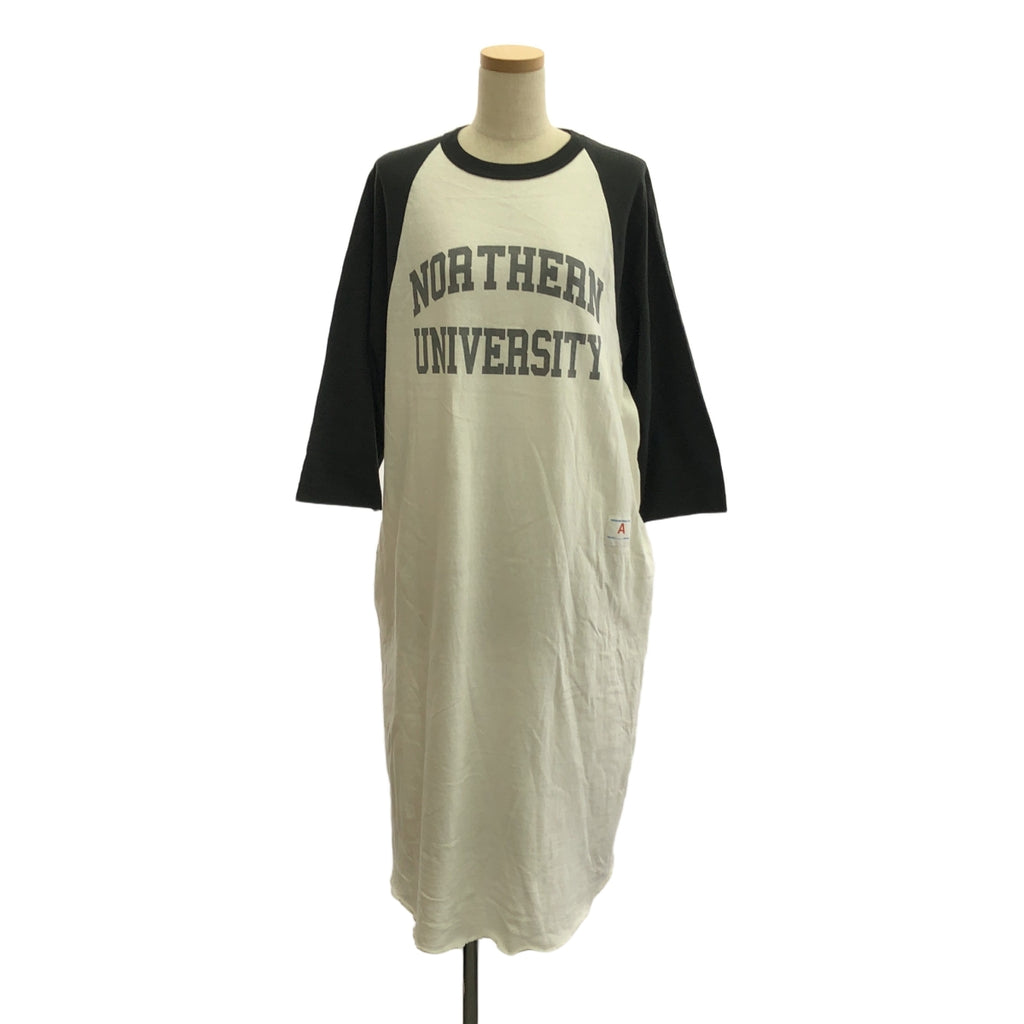 Americana / アメリカーナ | NORTHERN UNIVERSITY ラグラン Tシャツ ワンピース | F | ホワイト / チャコール | レディース