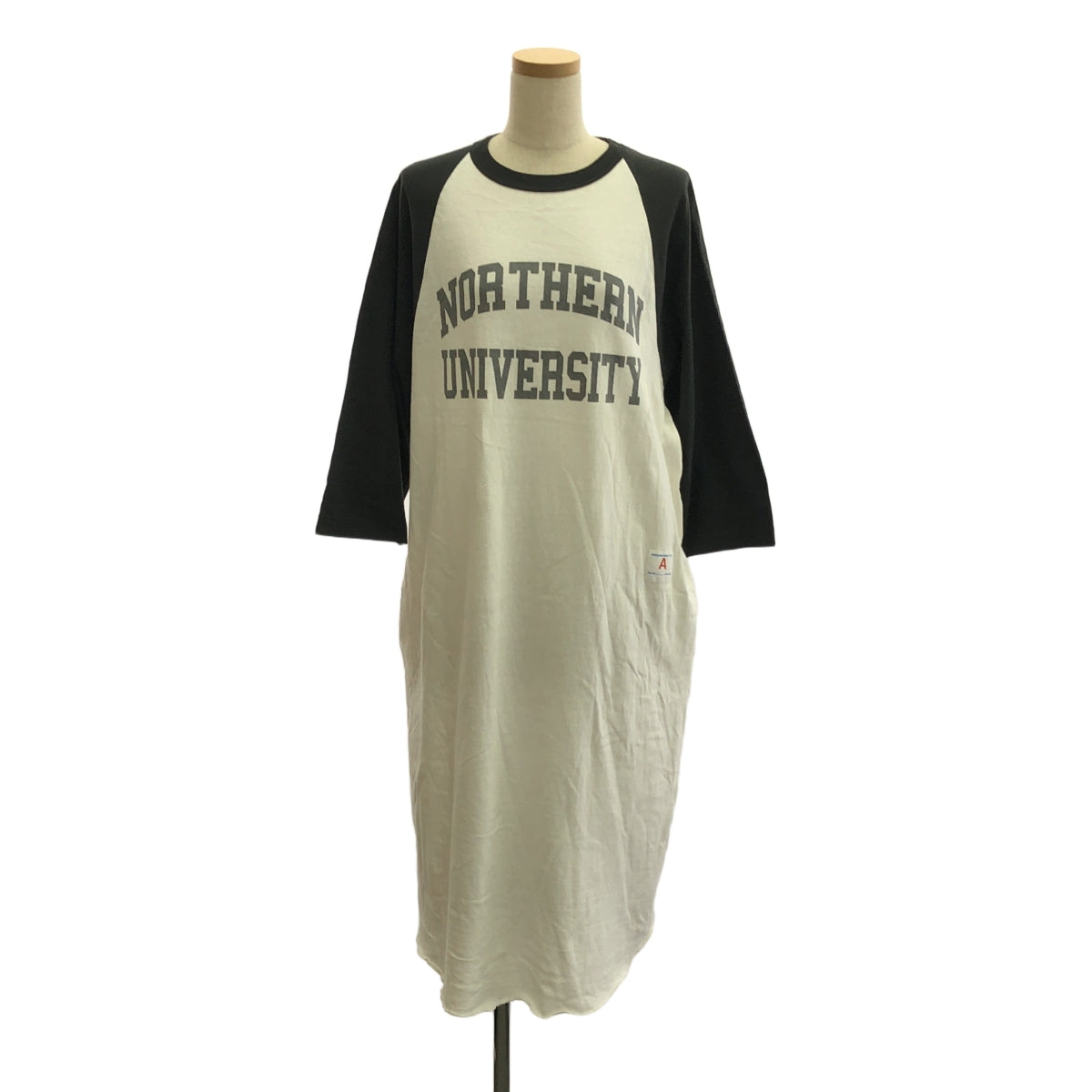 Americana / 아메리카나 | NORTHERN UNIVERSITY 라글란 티셔츠 원피스 | F | 화이트 / 차콜 | 여성