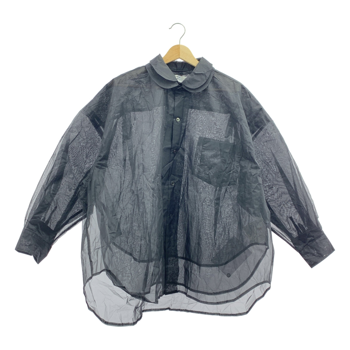 【美品】  COMME des GARCONS COMME des GARCONS / コムコム | 2024AW | ラウンドカラー レイヤード オーガンジー シアー ブラウス | XS | ブラック | レディース