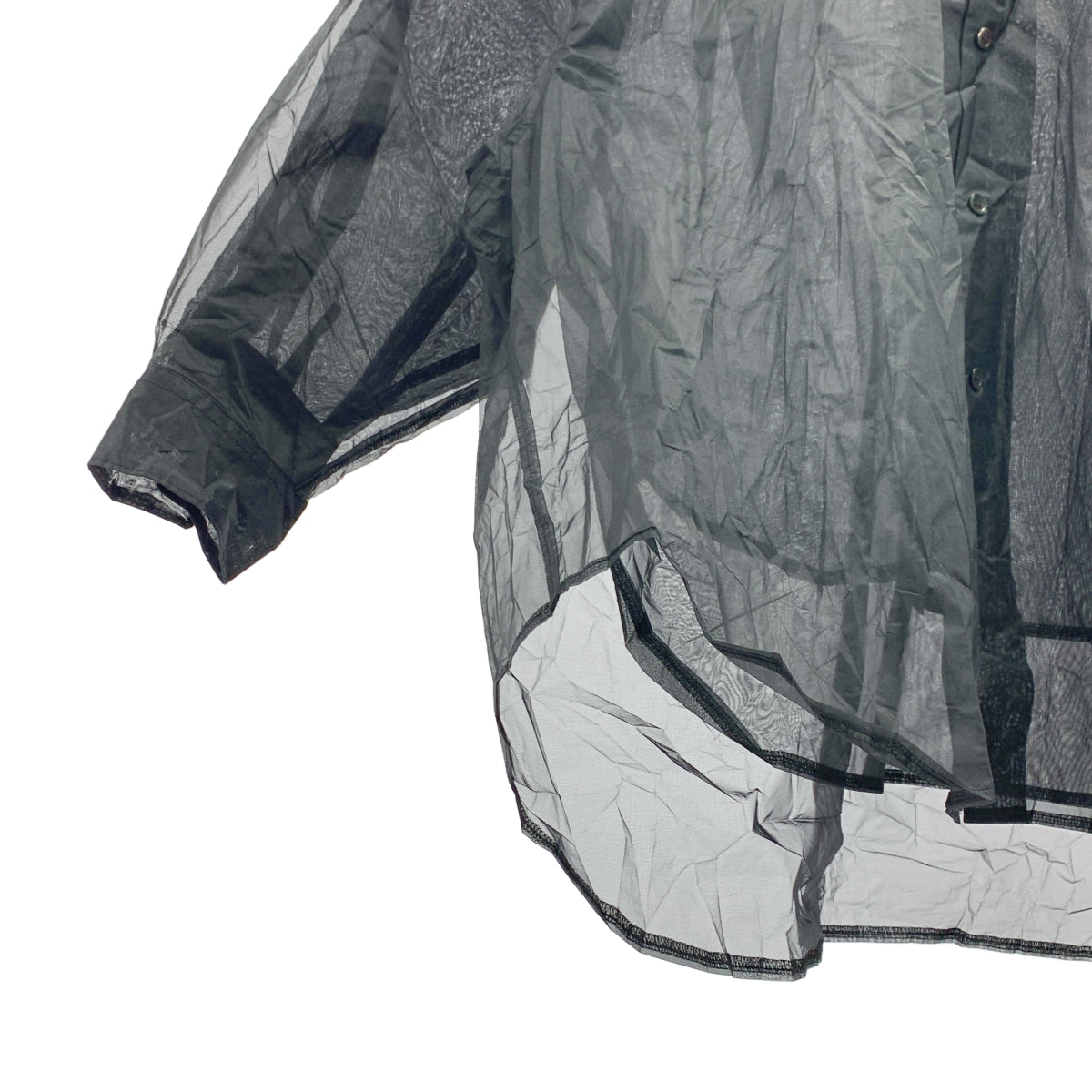 【美品】  COMME des GARCONS COMME des GARCONS / コムコム | 2024AW | ラウンドカラー レイヤード オーガンジー シアー ブラウス | XS | ブラック | レディース