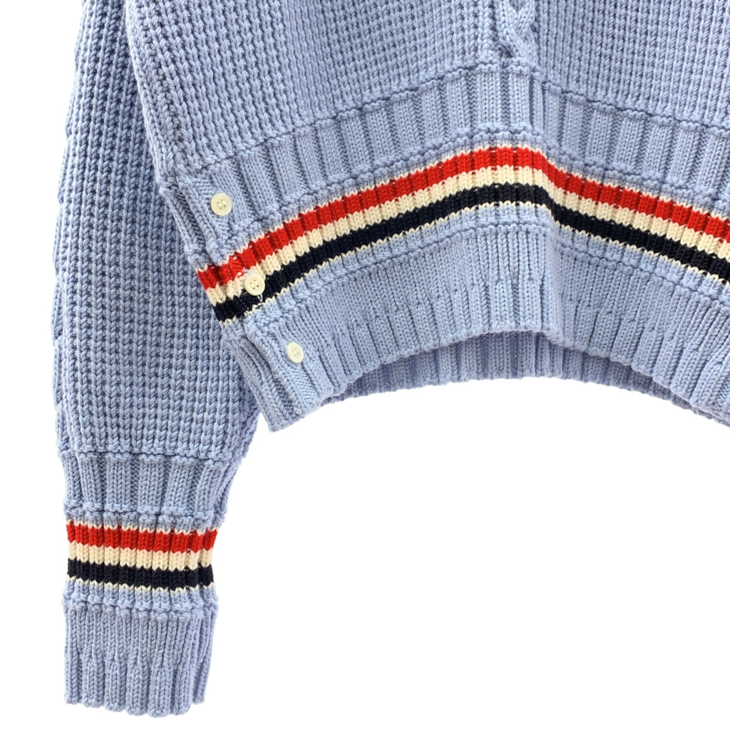 【成色極佳】湯姆布朗 (THOM BROWNE) | 羊毛絞花圓領毛衣 | 3號 | 淺藍色 | 男士