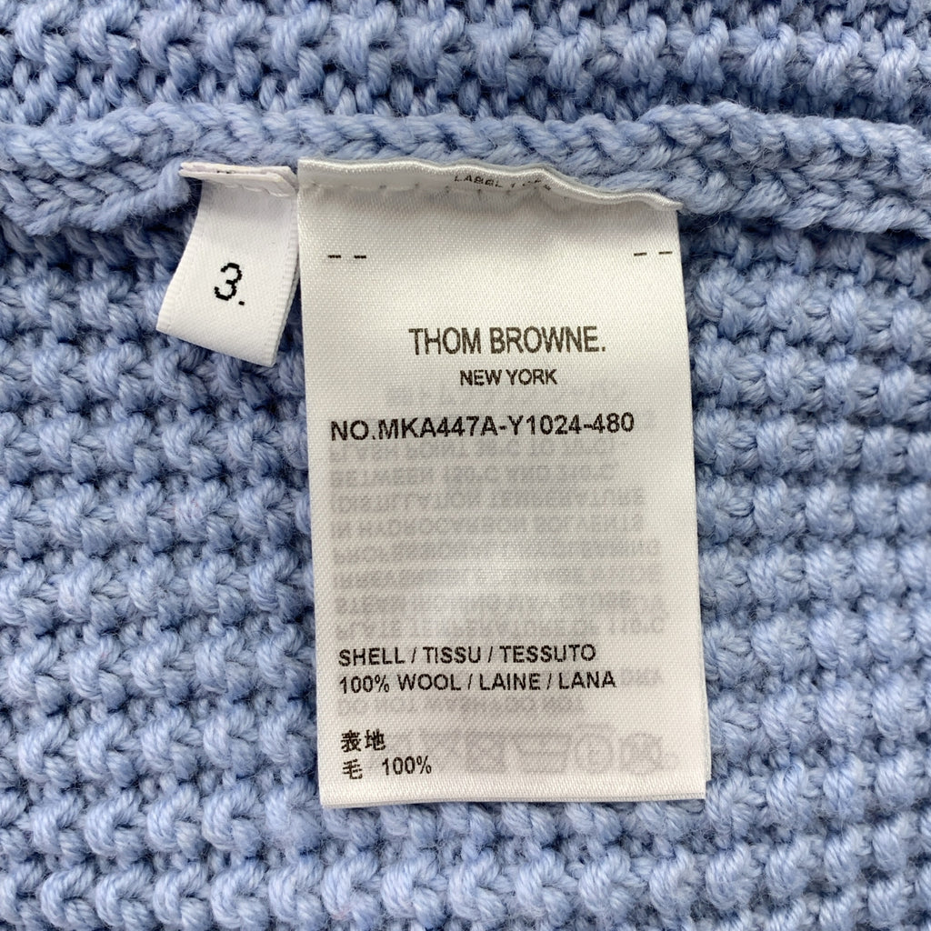 【成色極佳】湯姆布朗 (THOM BROWNE) | 羊毛絞花圓領毛衣 | 3號 | 淺藍色 | 男士