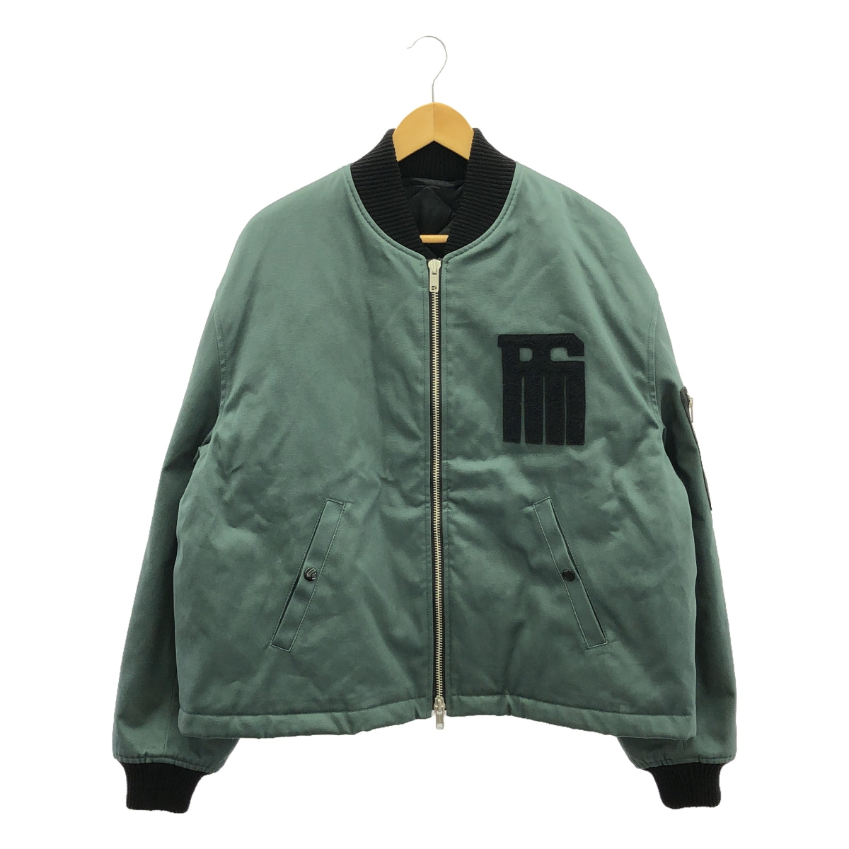 [Good Condition] RAF SIMONS | Oversized Fleeced Rs Patch Bomber Jacket | Size 44 | Green | Men's