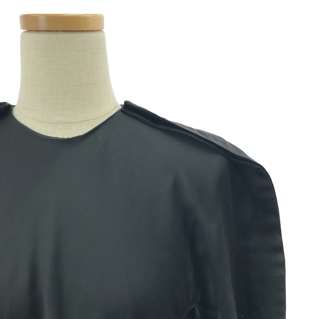 【美品】  TOGA PULLA / トーガプルラ | ACETATE SATIN DRESS / ドローストリング ギャザー ワンピース | 36 | ブラック/ライトブルー | レディース