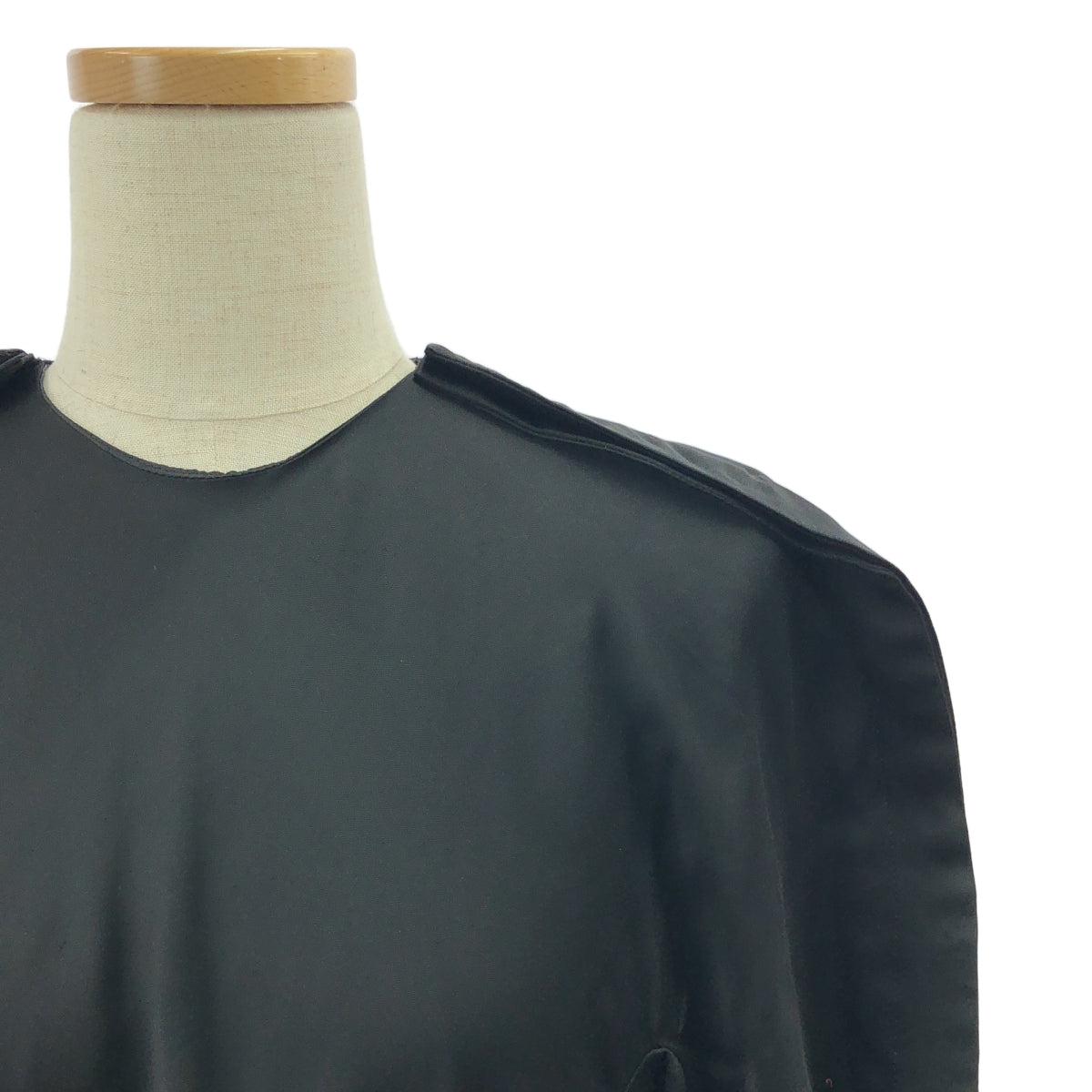 【美品】  TOGA PULLA / トーガプルラ | ACETATE SATIN DRESS / ドローストリング ギャザー ワンピース | 36 | ブラック/ライトブルー | レディース