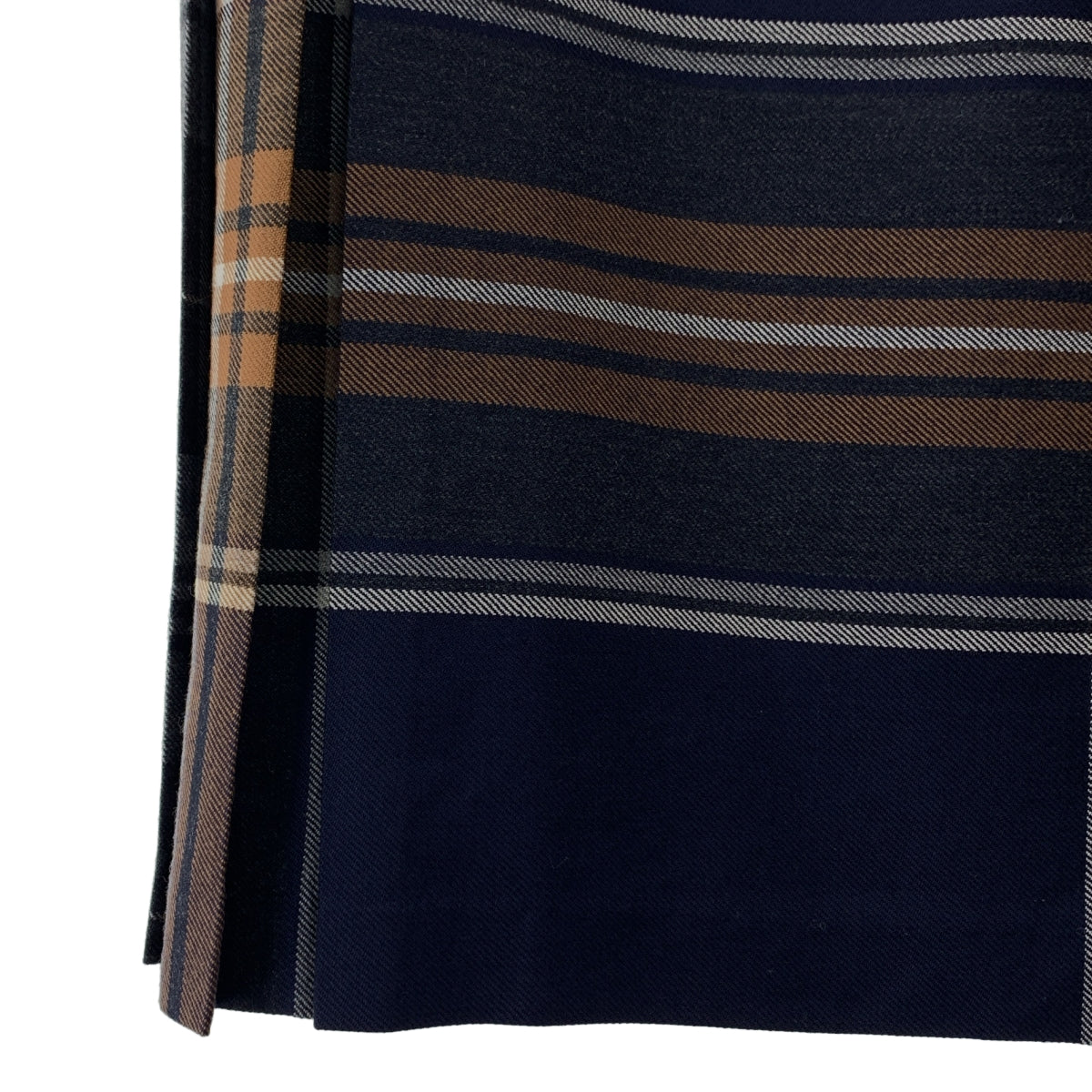 [狀況極佳] O'NEIL OF DUBLIN | 皮革格紋絎縫裹身裙 | 尺寸 4 | 海軍藍/橘色 | 女款