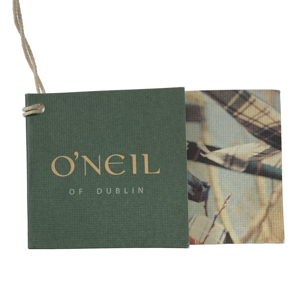 [狀況極佳] O'NEIL OF DUBLIN | 皮革格紋絎縫裹身裙 | 尺寸 4 | 海軍藍/橘色 | 女款