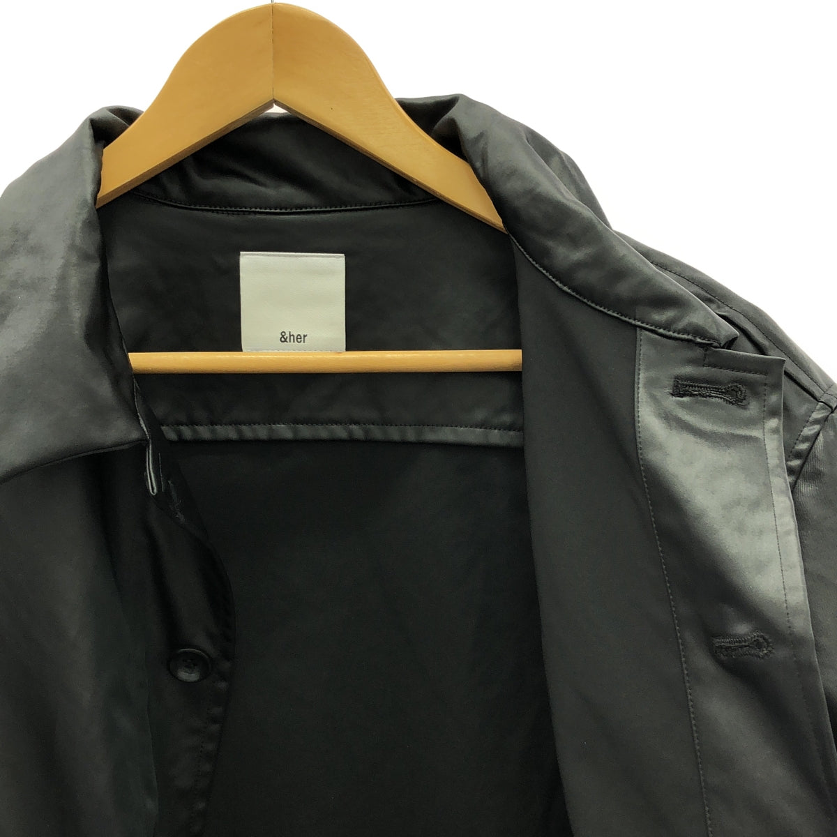 &her / アンドハー | Ecoleather Shirts Jacket エコレザー シャツ ジャケット | F | レディース