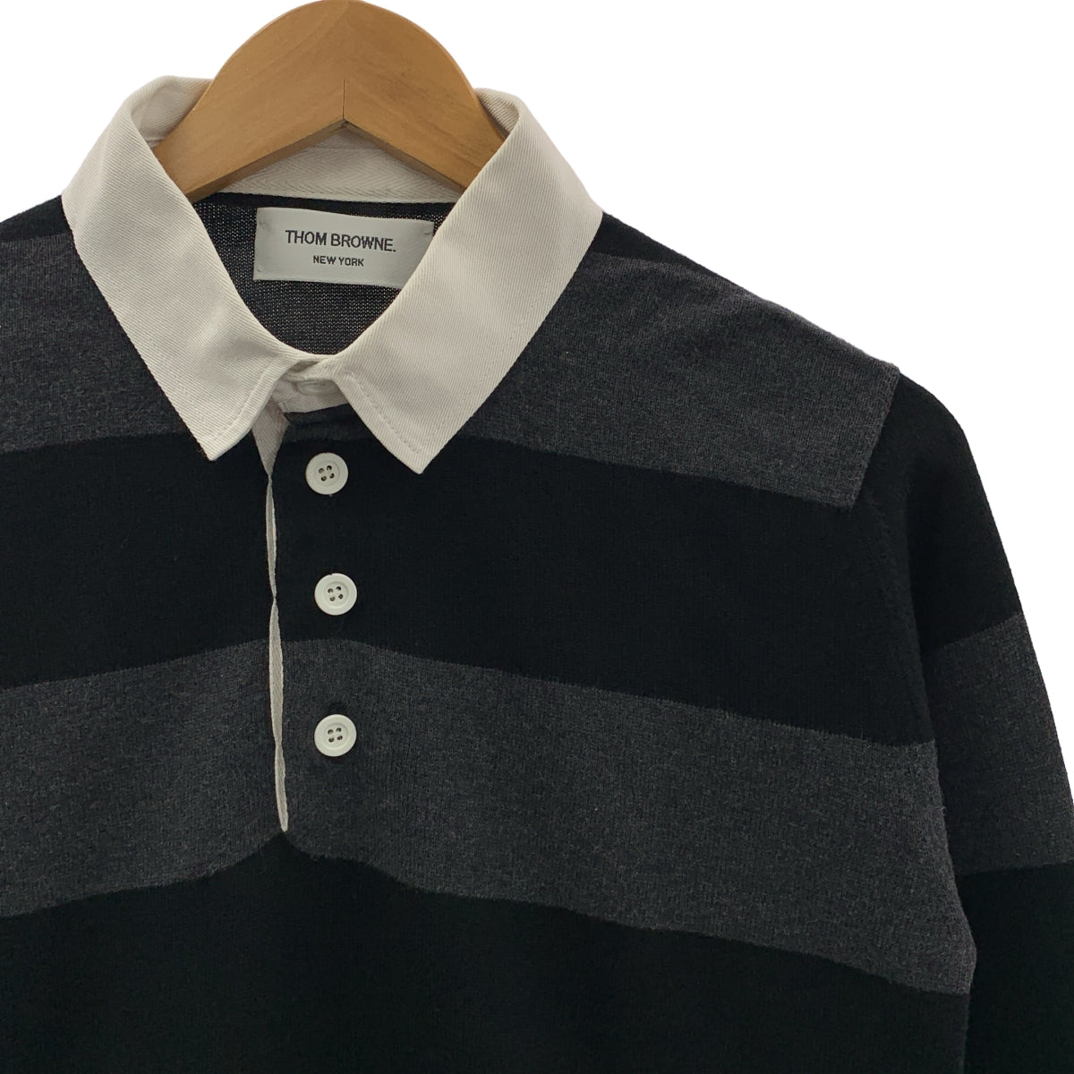 THOM BROWNE | 邊框套頭橄欖球衫 | 0 碼 | 灰/黑 | 男款