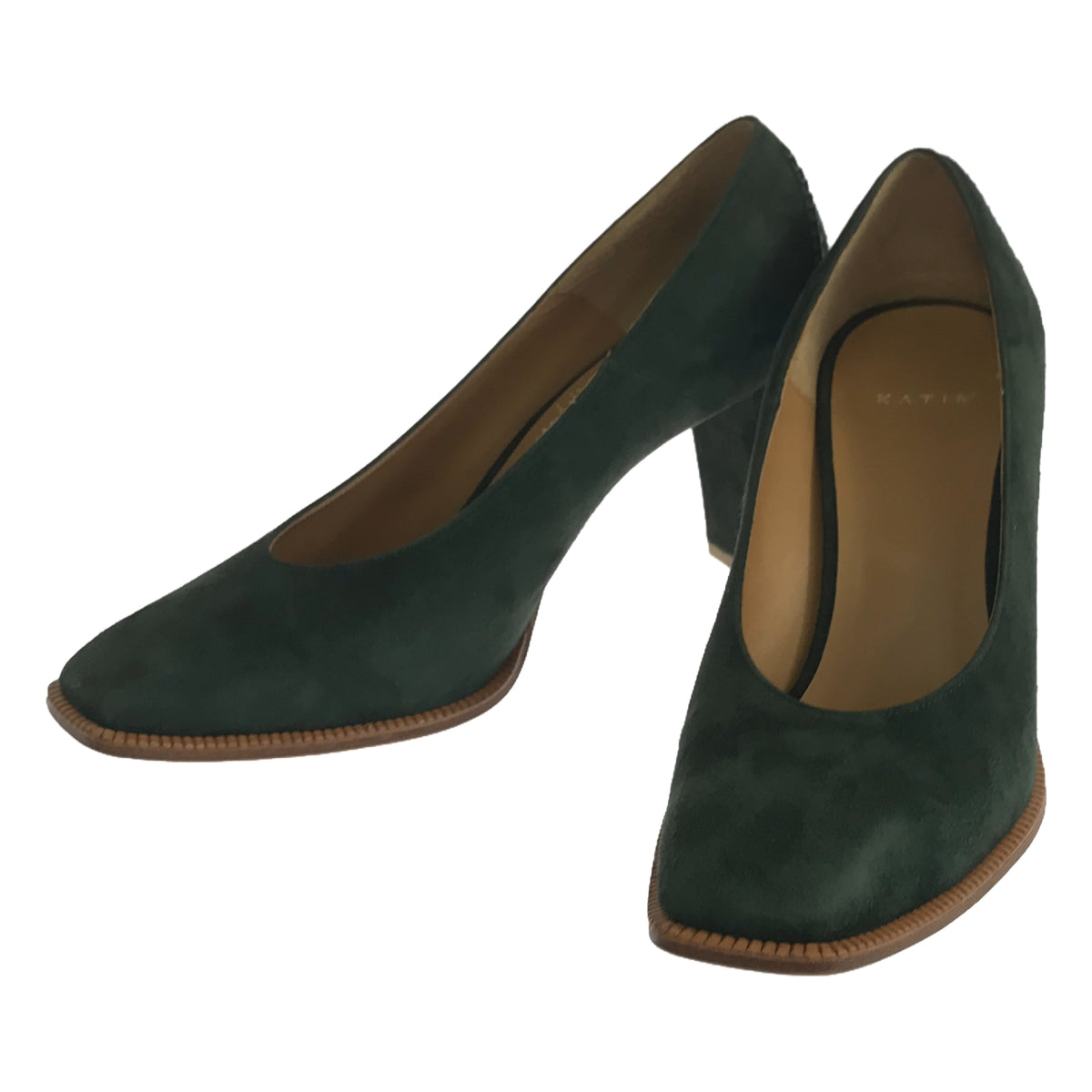 KATIM / Kachim | SCALA Suede Leather Heel Pumps | 38 | Dark Green | Women's