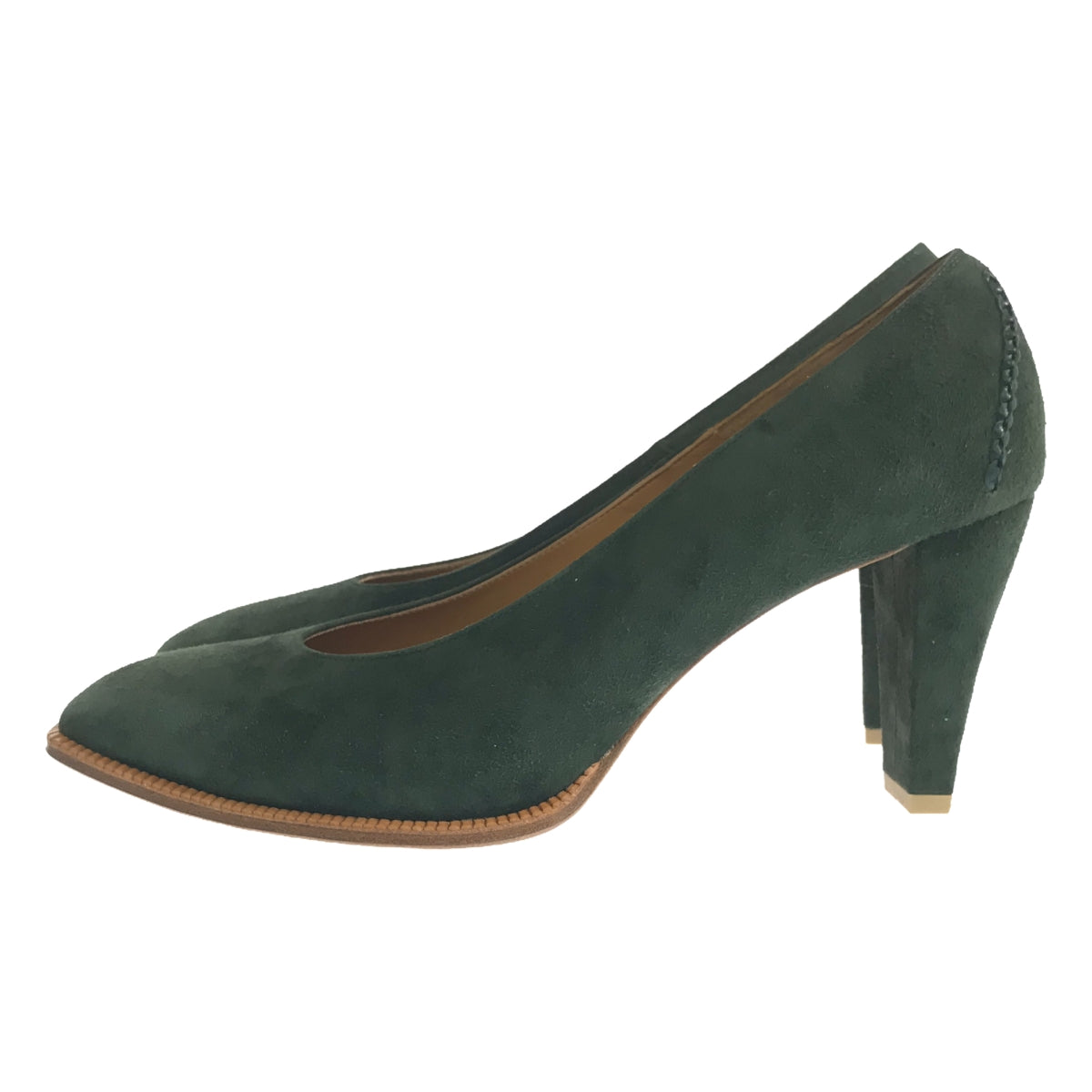 KATIM / Kachim | SCALA Suede Leather Heel Pumps | 38 | Dark Green | Women's