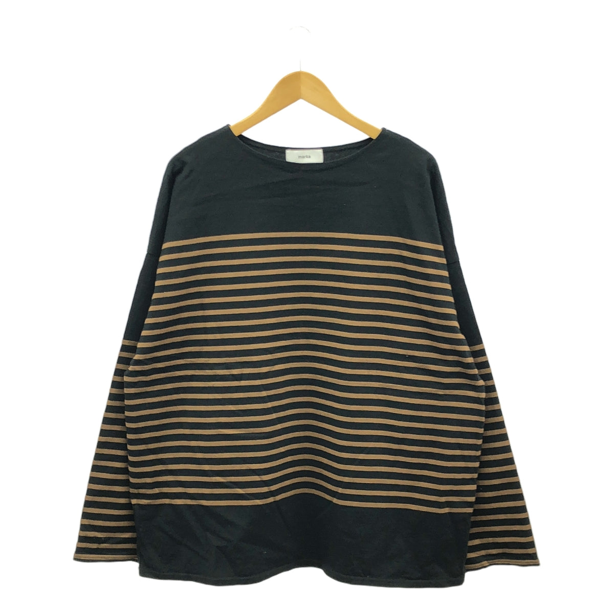 marka / マーカ | BASQUE SHIRT ORGANIC COTTON PANEL BORDER / バスク オーバーカットソー | 3 | ブラック/ブラウン | メンズ