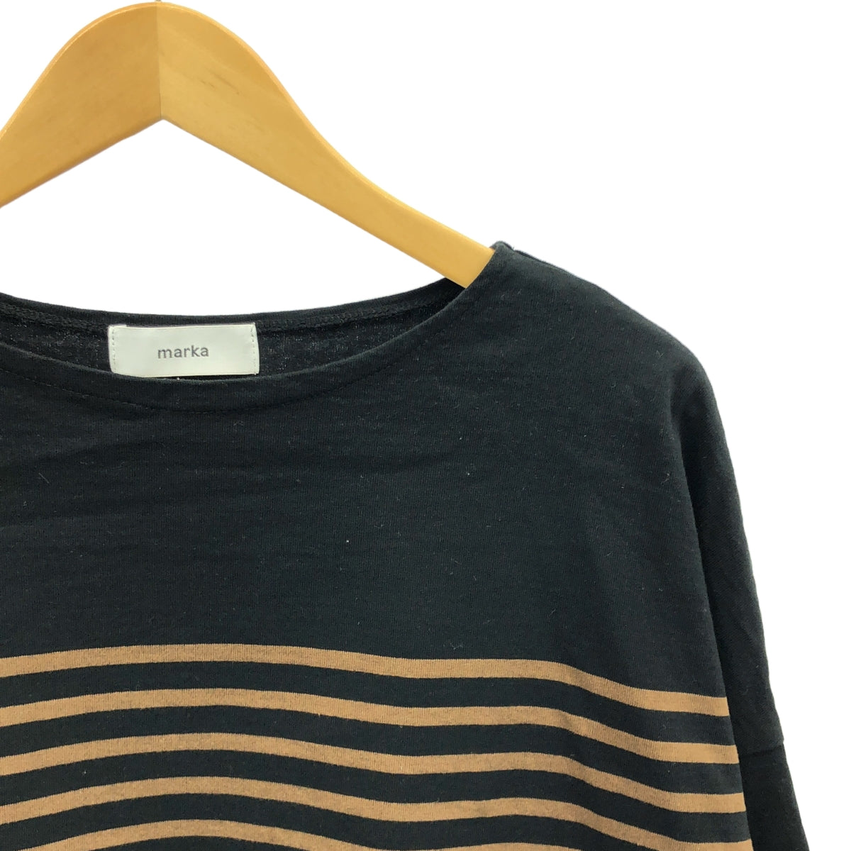 marka / マーカ | BASQUE SHIRT ORGANIC COTTON PANEL BORDER / バスク オーバーカットソー | 3 | ブラック/ブラウン | メンズ