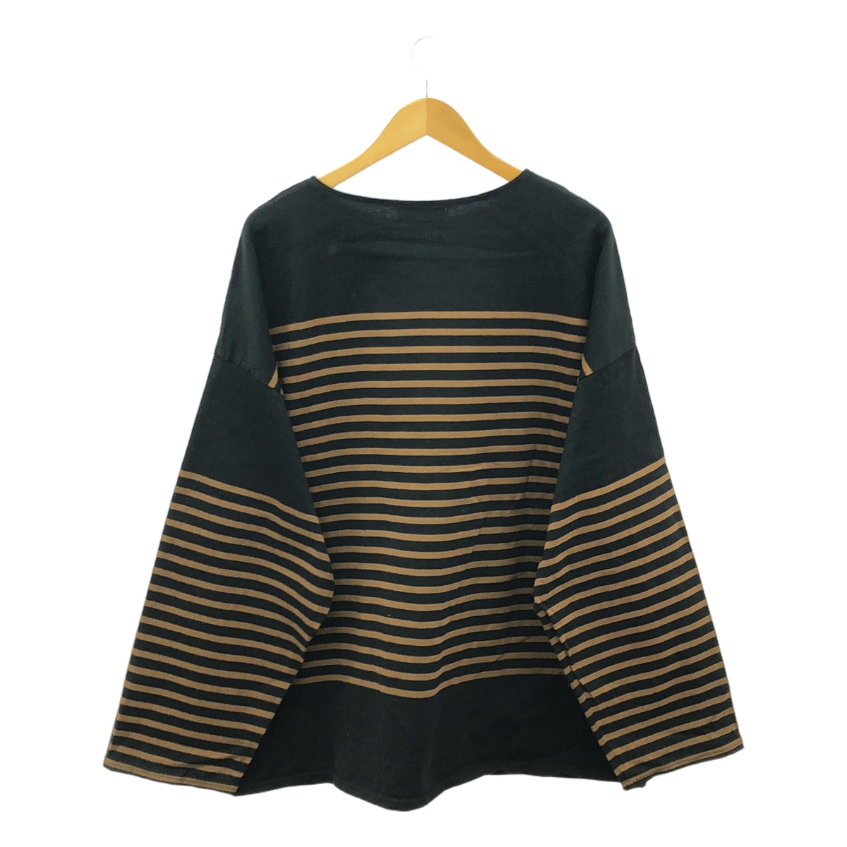 marka / マーカ | BASQUE SHIRT ORGANIC COTTON PANEL BORDER / バスク オーバーカットソー | 3 | ブラック/ブラウン | メンズ