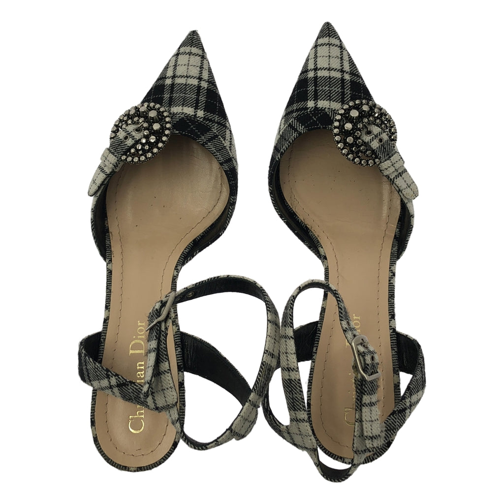 Christian Dior / 크리스챤 디올 | DIOR GANG / 체크 포인티드 투뮬 펌프스 | 37 1/2 | 블랙 / 화이트 | 여성