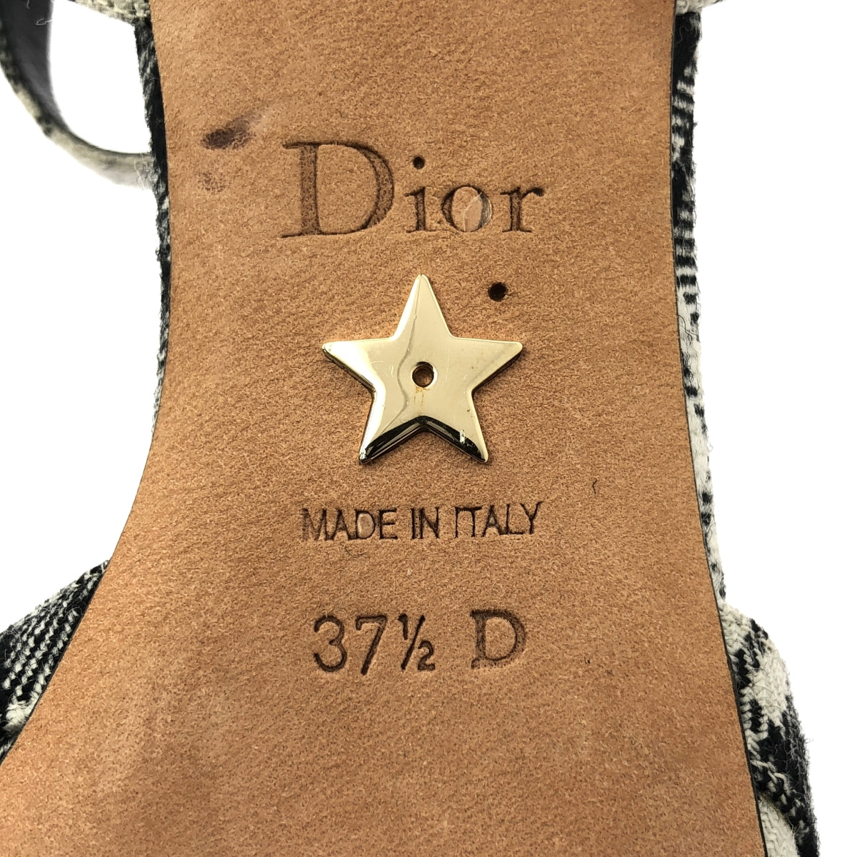 Christian Dior / クリスチャンディオール | DIOR GANG / チェック ポインテッドトゥミュール パンプス | 37 1/2 | ブラック/ホワイト | レディース