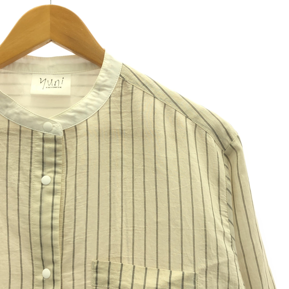 yuni IS LIKE A FLOWER TO ME / UNI | Band collar striped blouse shirt | F | Women's