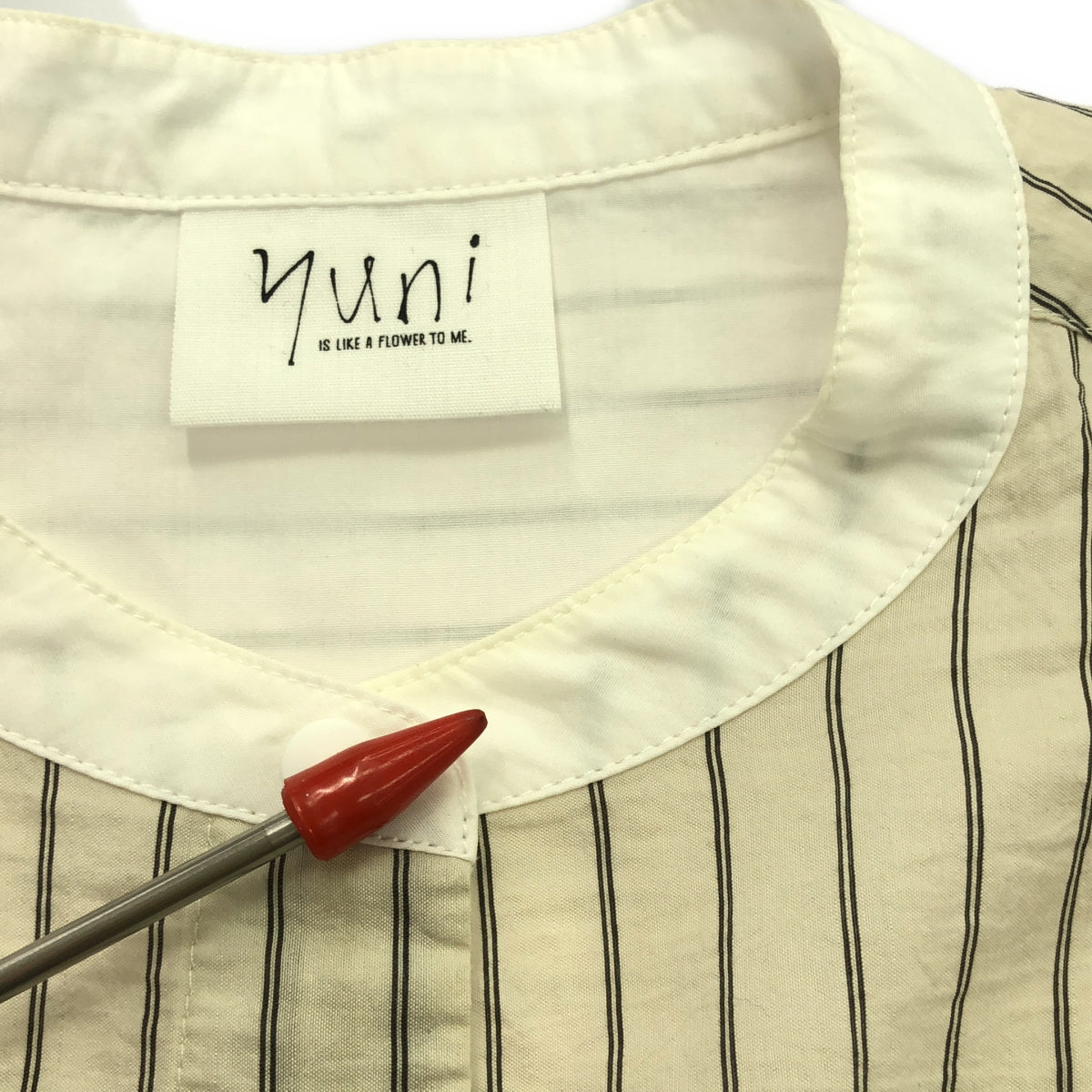 yuni IS LIKE A FLOWER TO ME / UNI | Band collar striped blouse shirt | F | Women's