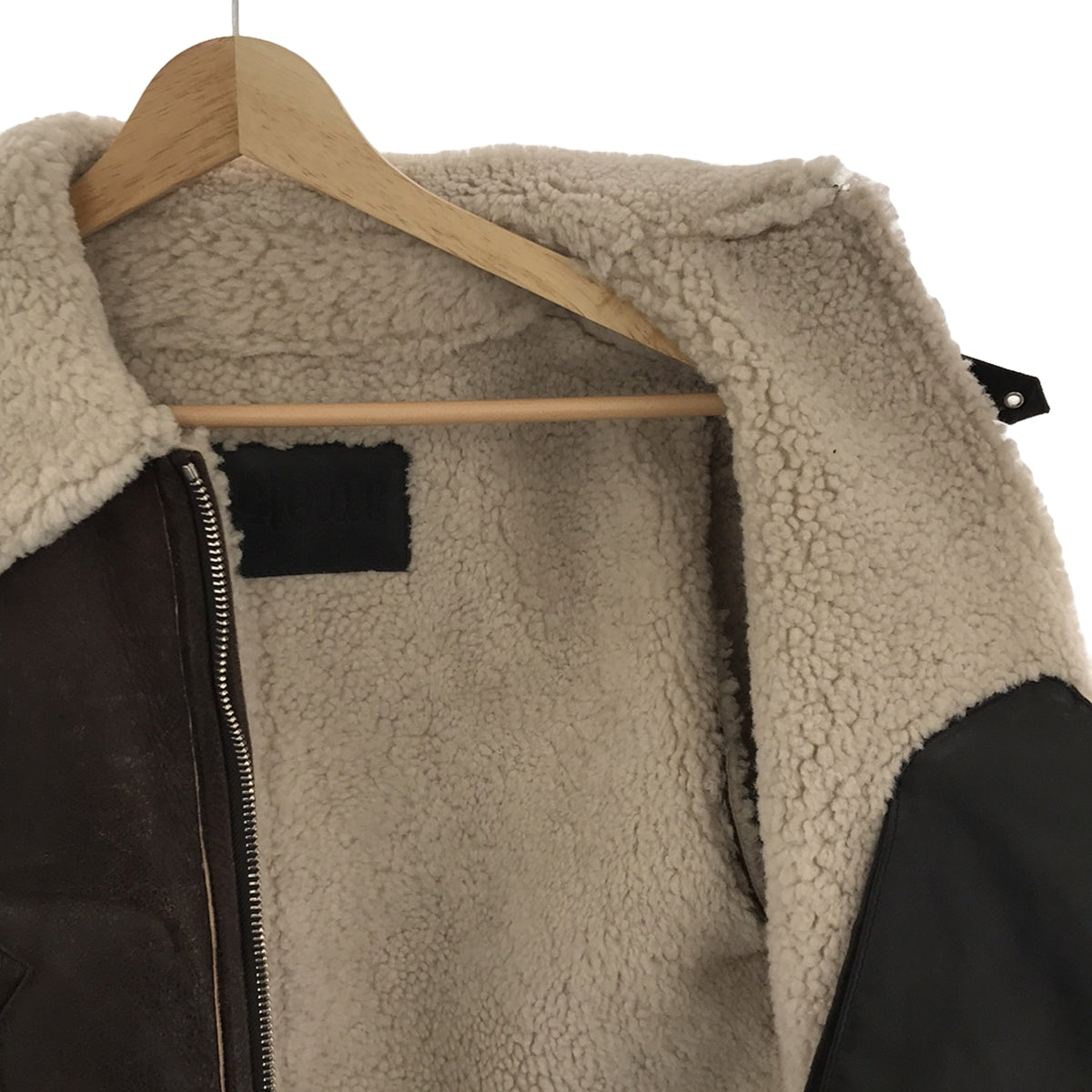 [New] MM6 Maison Margiela / MM6 Maison Margiela | 2021AW | Shearling Trim Leather Jacket | Crack Leather Shearling Zip Jacket | 38 | Brown | Women's