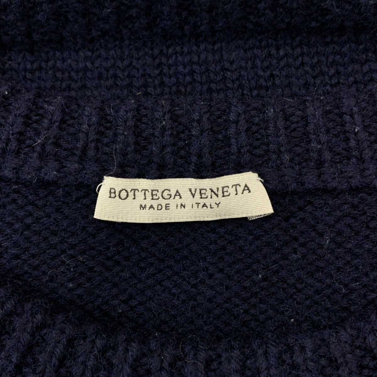 BOTTEGA VENETA / ボッテガヴェネタ | ウール バイカラー クルーネックニット | 46 | ネイビー/グレー | メンズ