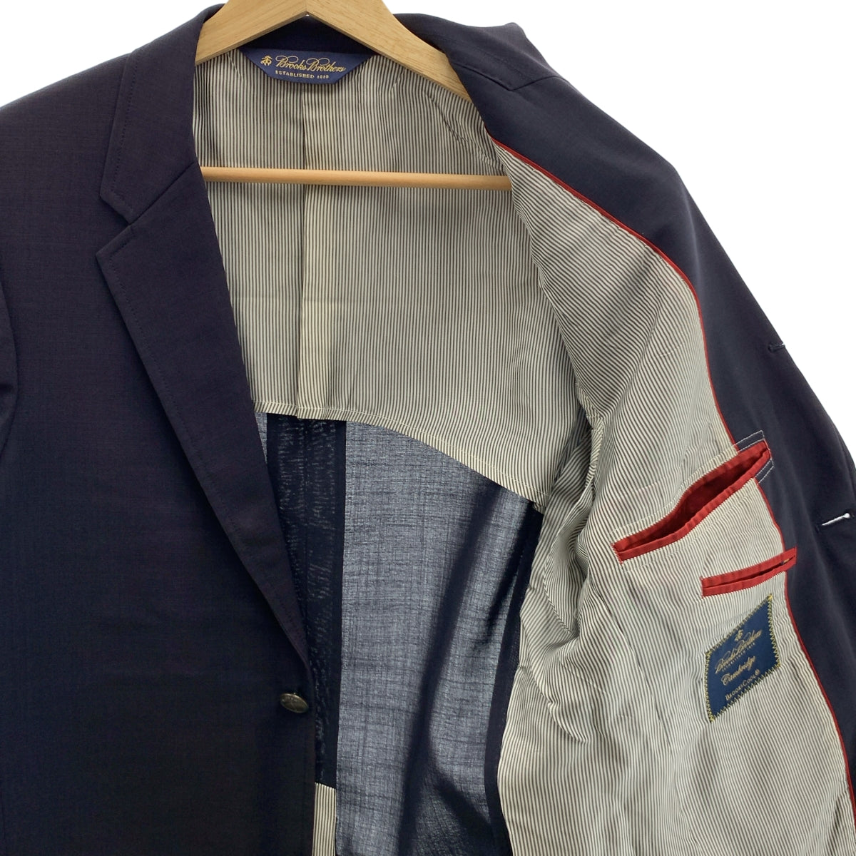 BROOKS BROTHERS / 브룩스 브라더스 | 1818 Cambridge 케임브리지 울 모헤어 혼합 스트레치 메탈 버튼 3B 테일러드 재킷 | 36 | 네이비 |