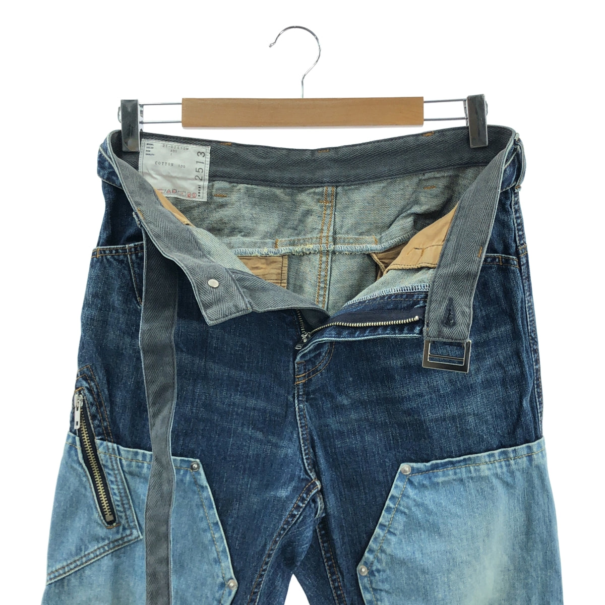 sacai / サカイ | ベルテッド ダブルニー デニムパンツ | 1