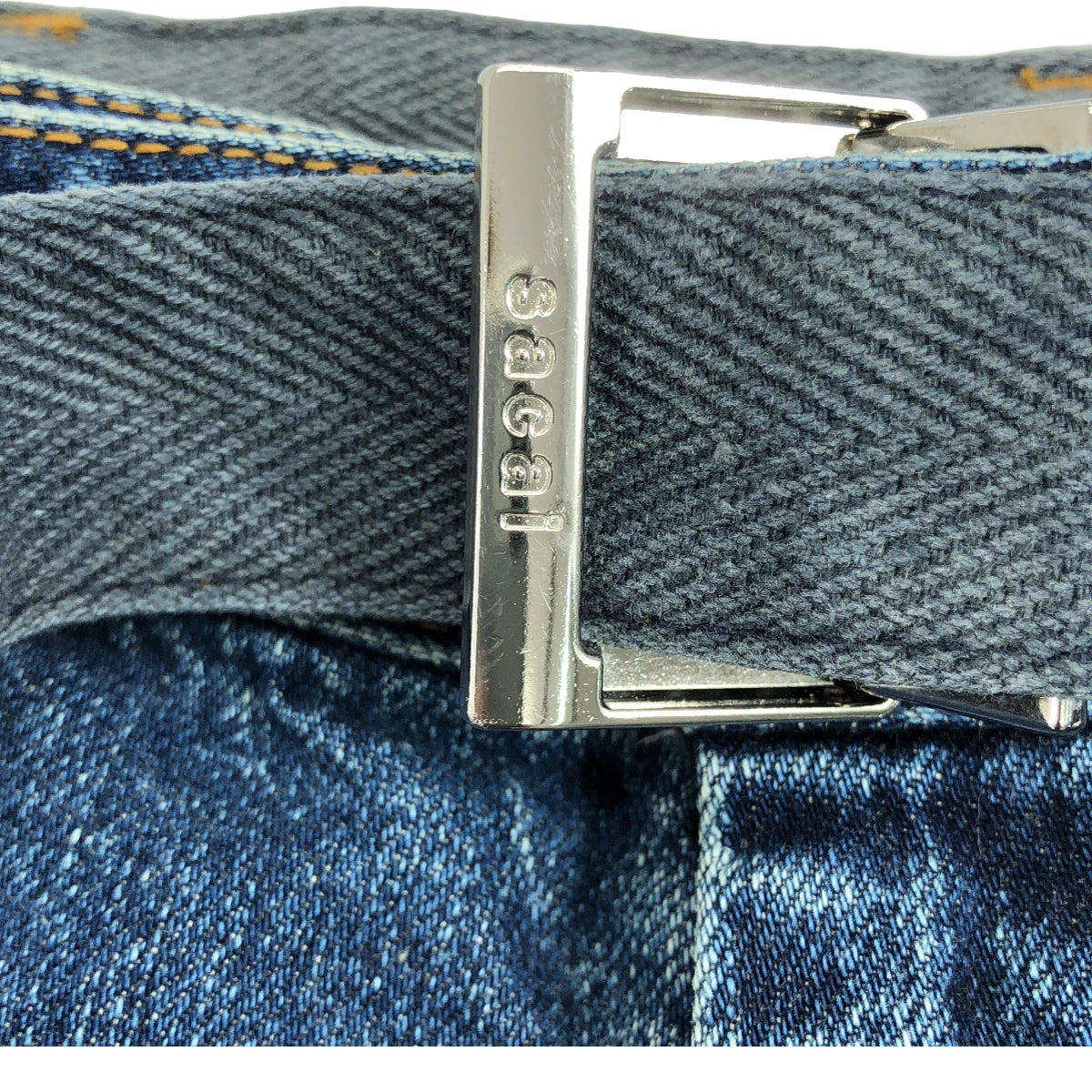 sacai / サカイ | ベルテッド ダブルニー デニムパンツ | 1 | インディゴ | メンズ