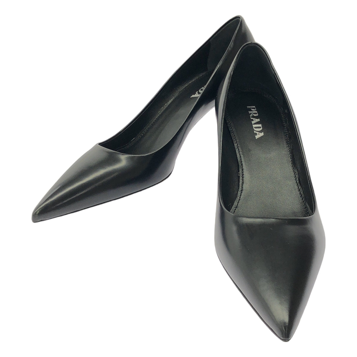 【美品】  PRADA / プラダ | ポインテッドトゥ パンプス | 37 1/2 | ブラック | レディース