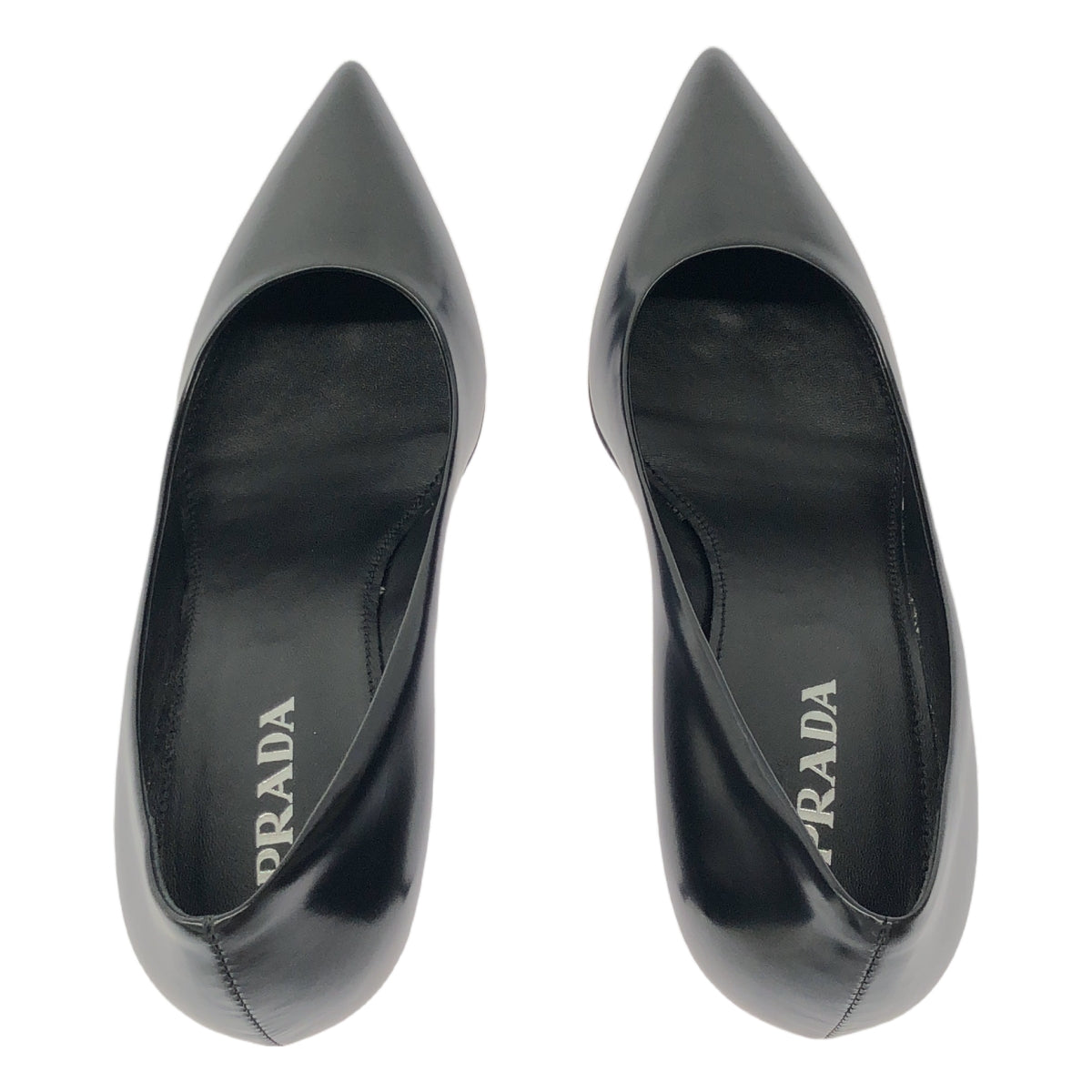 【美品】  PRADA / プラダ | ポインテッドトゥ パンプス | 37 1/2 | ブラック | レディース