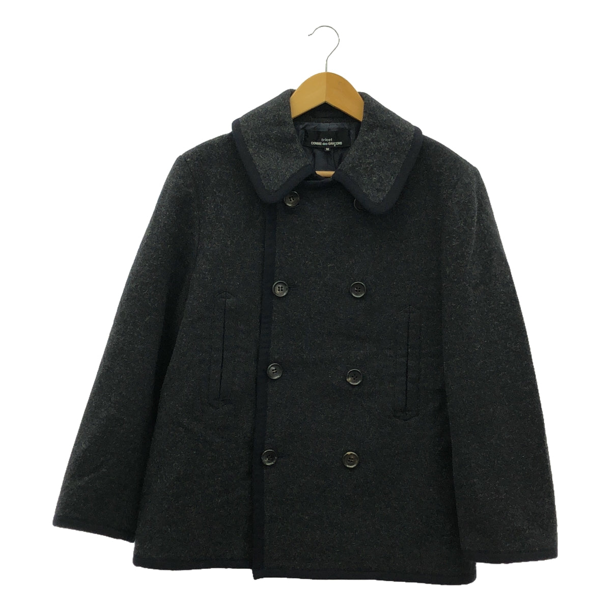 針織 COMME des GARCONS |公元2000 |羊毛領雙排扣外套/全襯裡 | M |灰色 |女性的