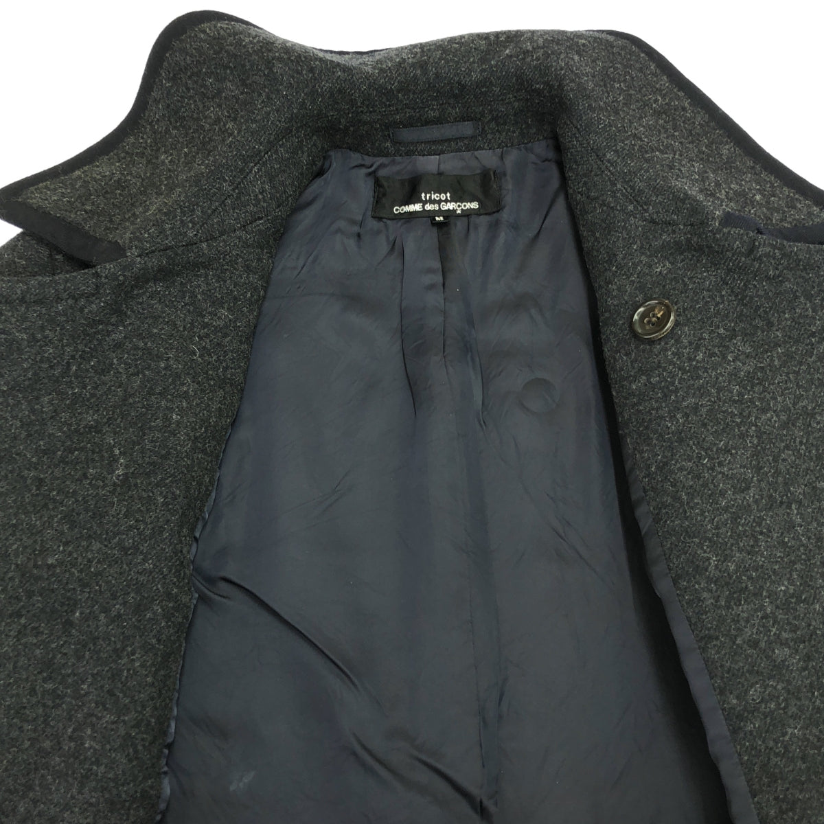 針織 COMME des GARCONS |公元2000 |羊毛領雙排扣外套/全襯裡 | M |灰色 |女性的
