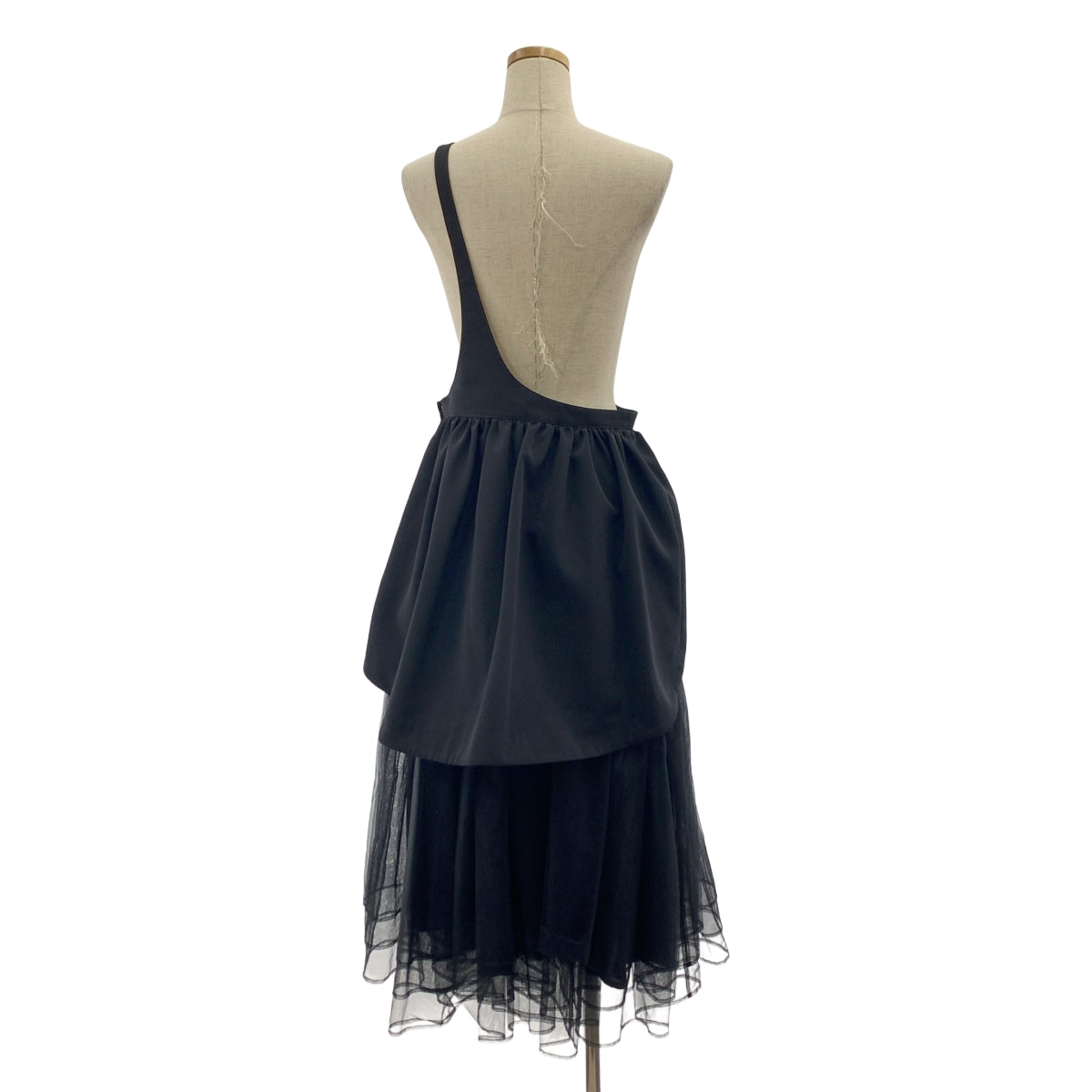 【美品】  noir kei ninomiya / ノワールケイニノミヤ | 2021AW | ポリエステル チュール ギャザー ドッキング ワンショルダー  ワンピース | S | ブラック | レディース