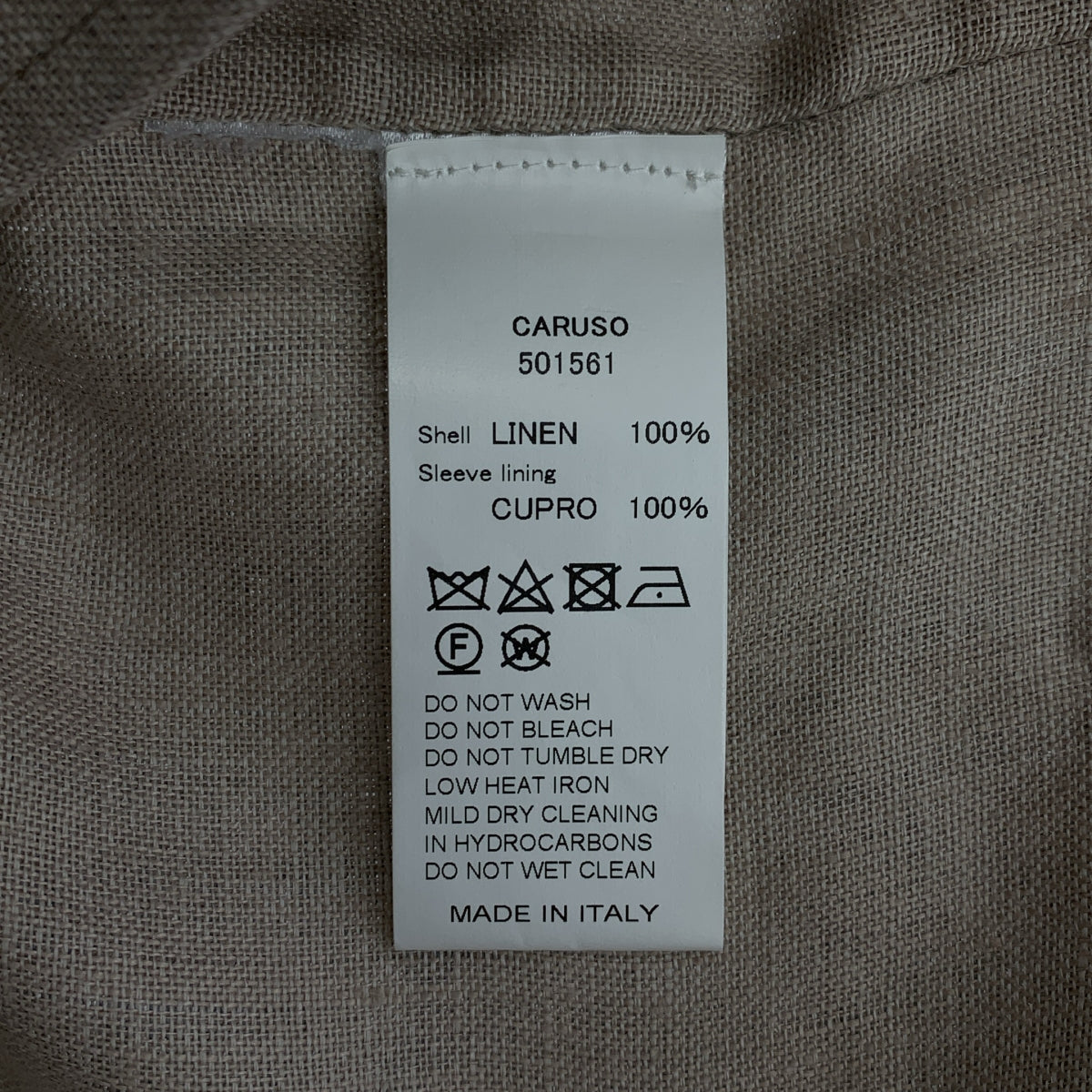 CARUSO | 亞麻修身西裝外套 | 米色 | 男士