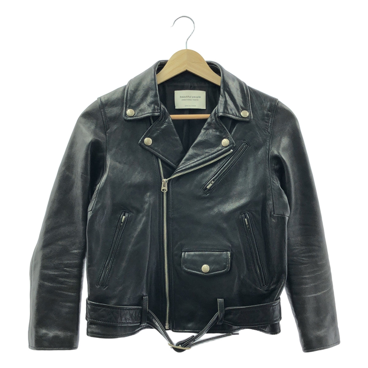 beautiful people / ビューティフルピープル | vintage leather riders jacket ビンテージ レザー ライダース ジャケット | 140 | ブラック | レディース