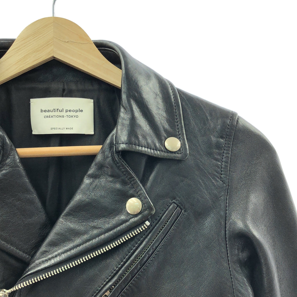 beautiful people / ビューティフルピープル | vintage leather riders jacket ビンテージ レザー ライダース ジャケット | 140 | ブラック | レディース