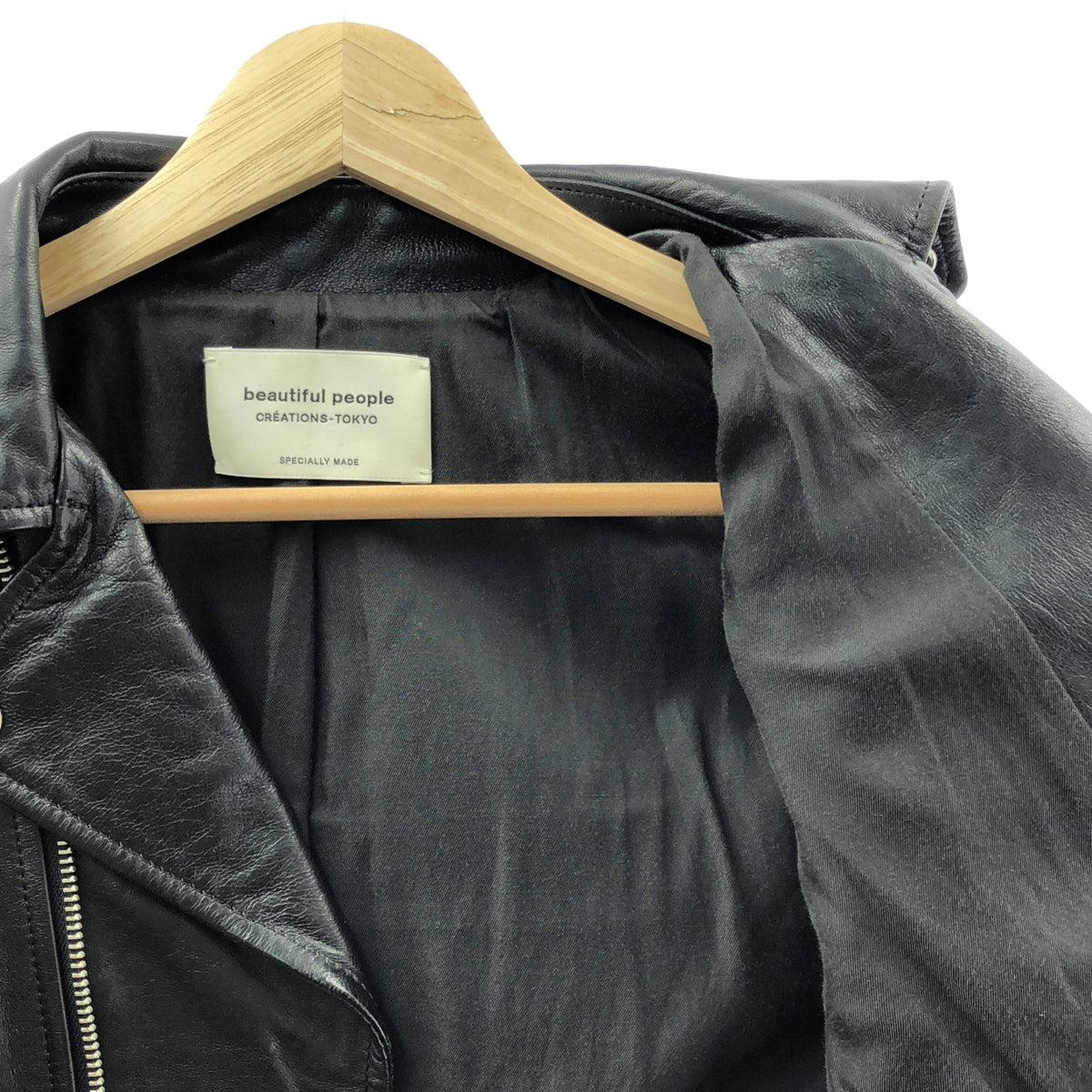 beautiful people / 뷰티풀 피플 | vintage leather riders jacket 빈티지 가죽 라이더스 재킷 | 140 | 블랙 | 여성