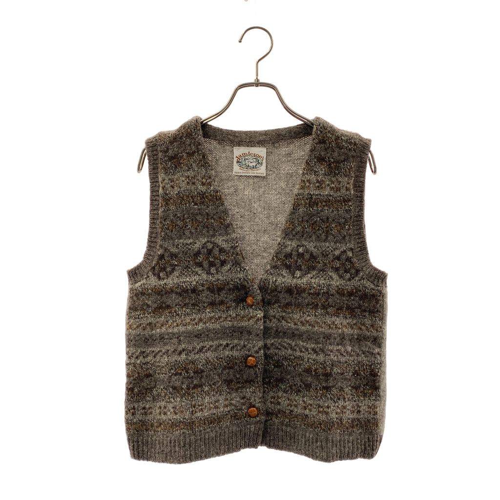 Jamieson's / ジャミーソンズ | ウール フェアアイル くるみボタン ニット ベスト |