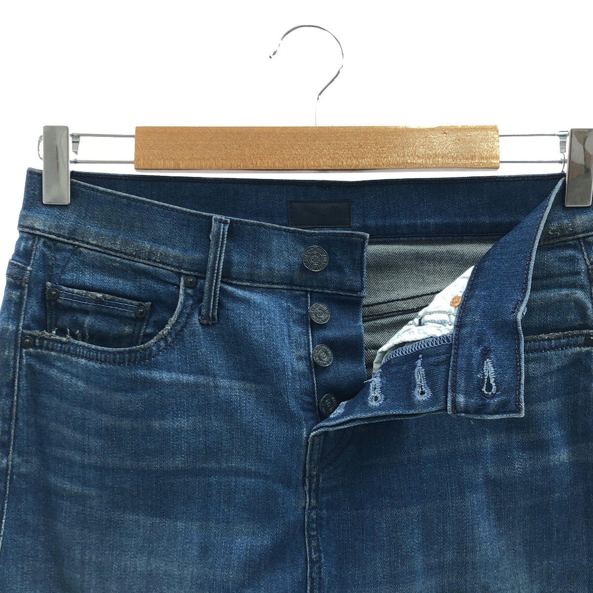 MOTHER / マザー | EASY SKIRT / ダメージ加工 カットオフ デニム スカート | 24 | インディゴ | レディース