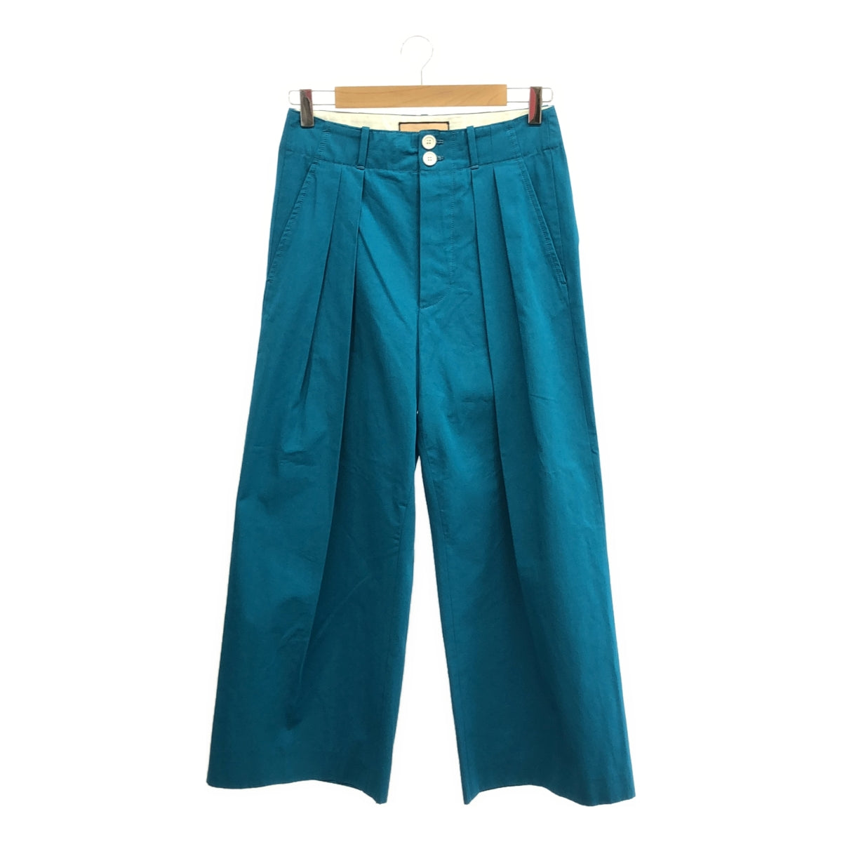 Plan C | 2-pleat cotton wide pants | 38 | Blue | Women's