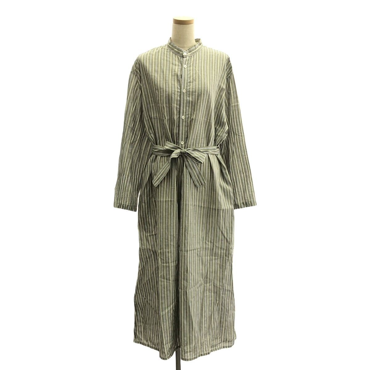 Cristaseya / クリスタセヤ | 2019SS | striped maxi shirt dress コットンリネン ストライプ シャツワンピース | XS | グレー / ホワイト / ブルー | レディース
