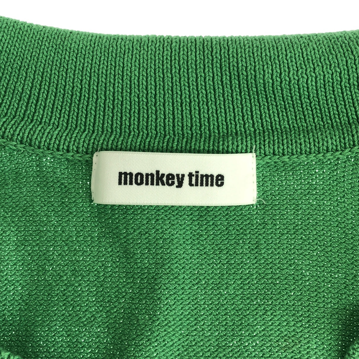 monkey time | CTN BORDER SKIPPER PL / Cotton knit polo / unisex | L |