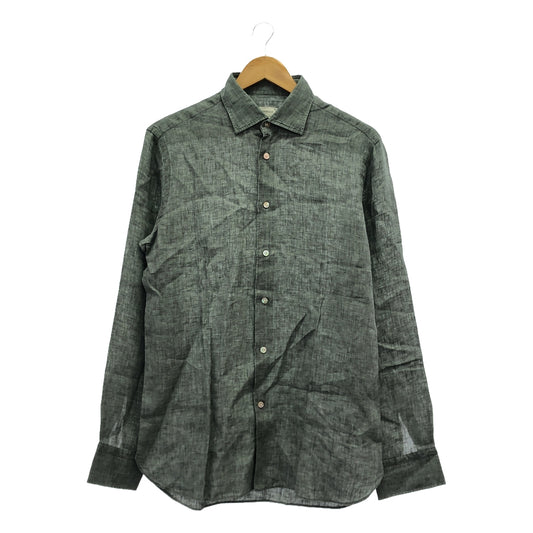 [Good Condition] BORRIELLO / Boriello | CURTISS Linen Semi-Wide Collar Shirt | 15 1/2 / 39 | Gray | Men's