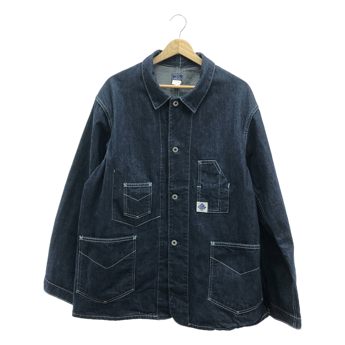 POST O'ALLS / Post Overalls | #1111 DeLuxe Railroader 01: 10 oz denim / Denim coverall jacket | L | Men's