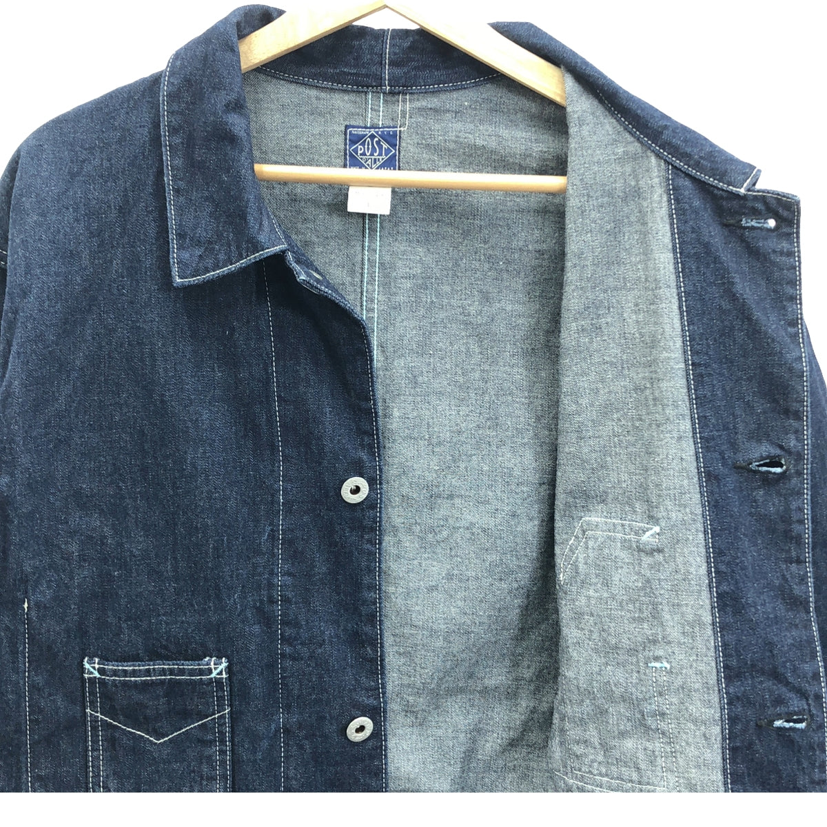 POST O'ALLS / Post Overalls | #1111 DeLuxe Railroader 01: 10 oz denim / Denim coverall jacket | L | Men's