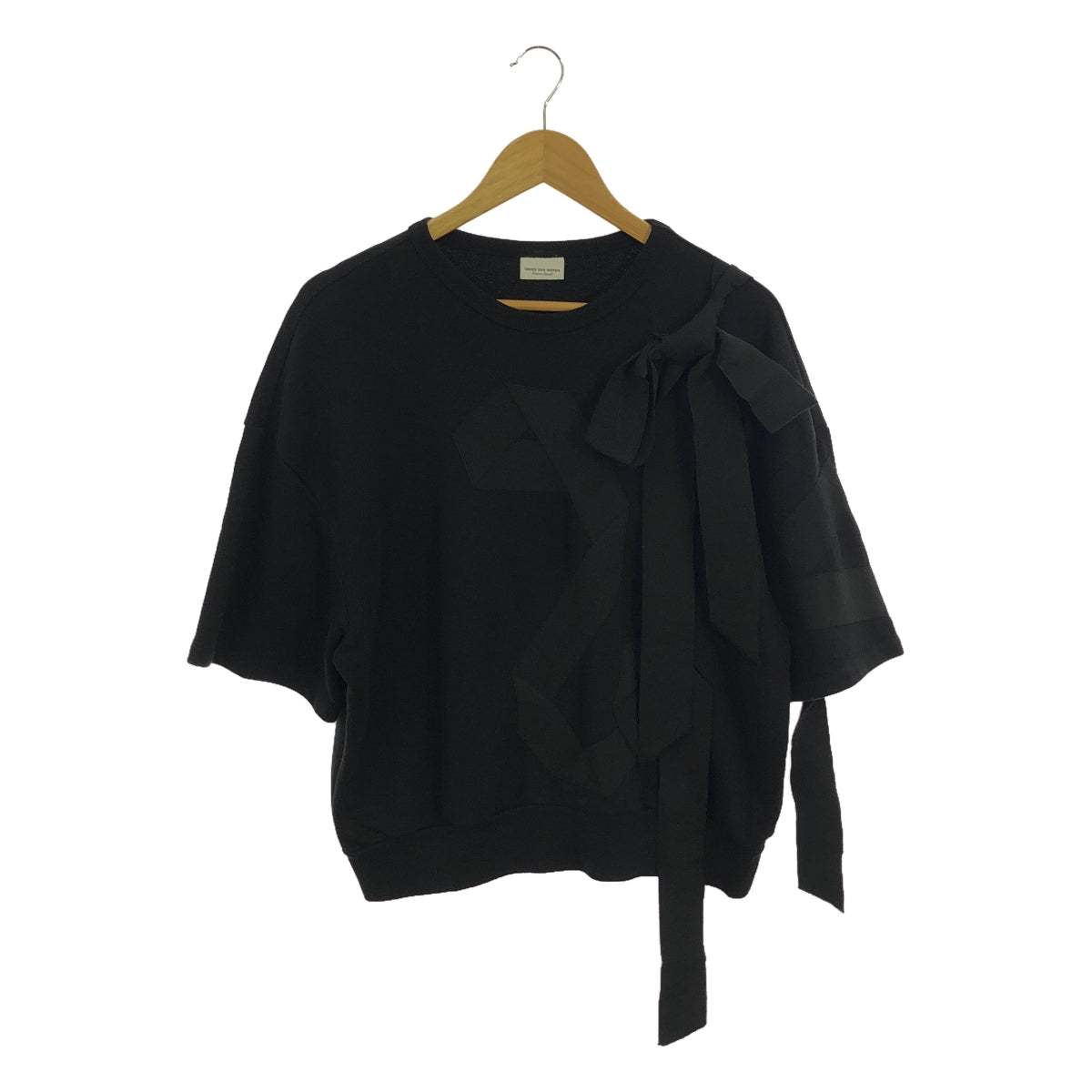 DRIES VAN NOTEN | Big silhouette ribbon crew neck sweatshirt pullover | XS | Black | Women's