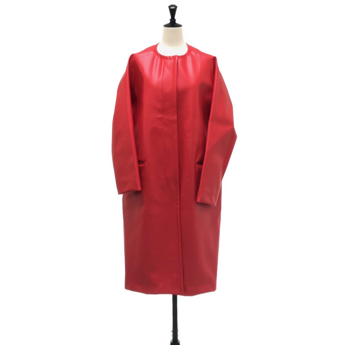 MARNI / マルニ | フェイクレザー ノーカラー オーバーコート / 総裏地 | 38 | レディース