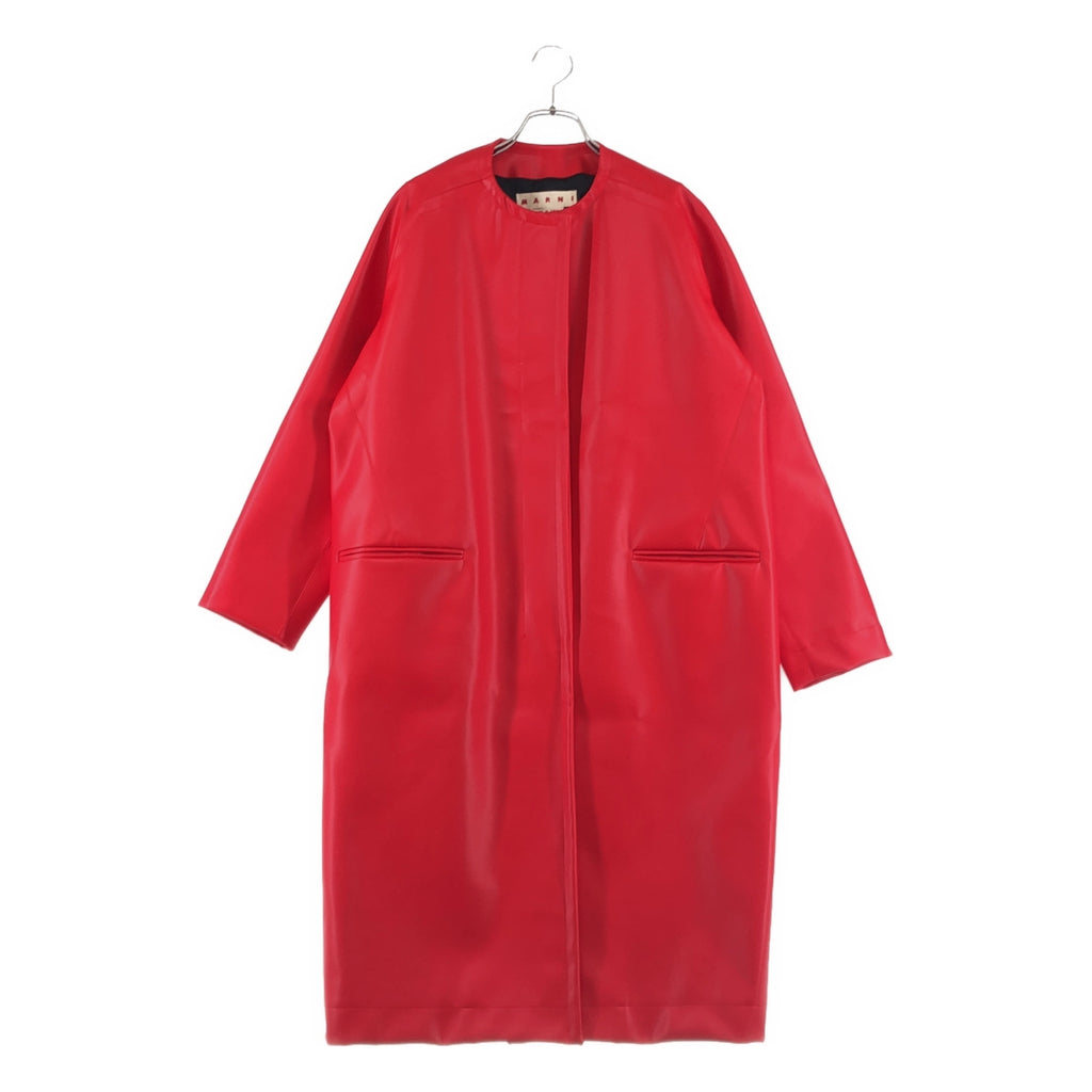 MARNI / マルニ | フェイクレザー ノーカラー オーバーコート / 総裏地 | 38 | レディース