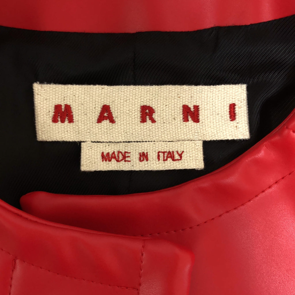 MARNI / マルニ | フェイクレザー ノーカラー オーバーコート / 総裏地 | 38 | レディース