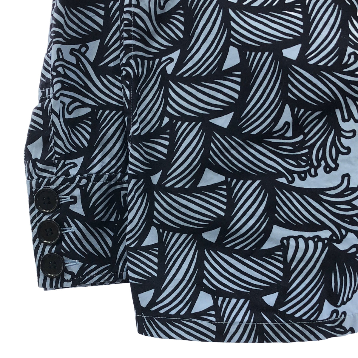 Nemeth / 네메스 | Broad Print 코튼 프린트 셔츠 | LL | 라이트 블루/블랙 | 남성